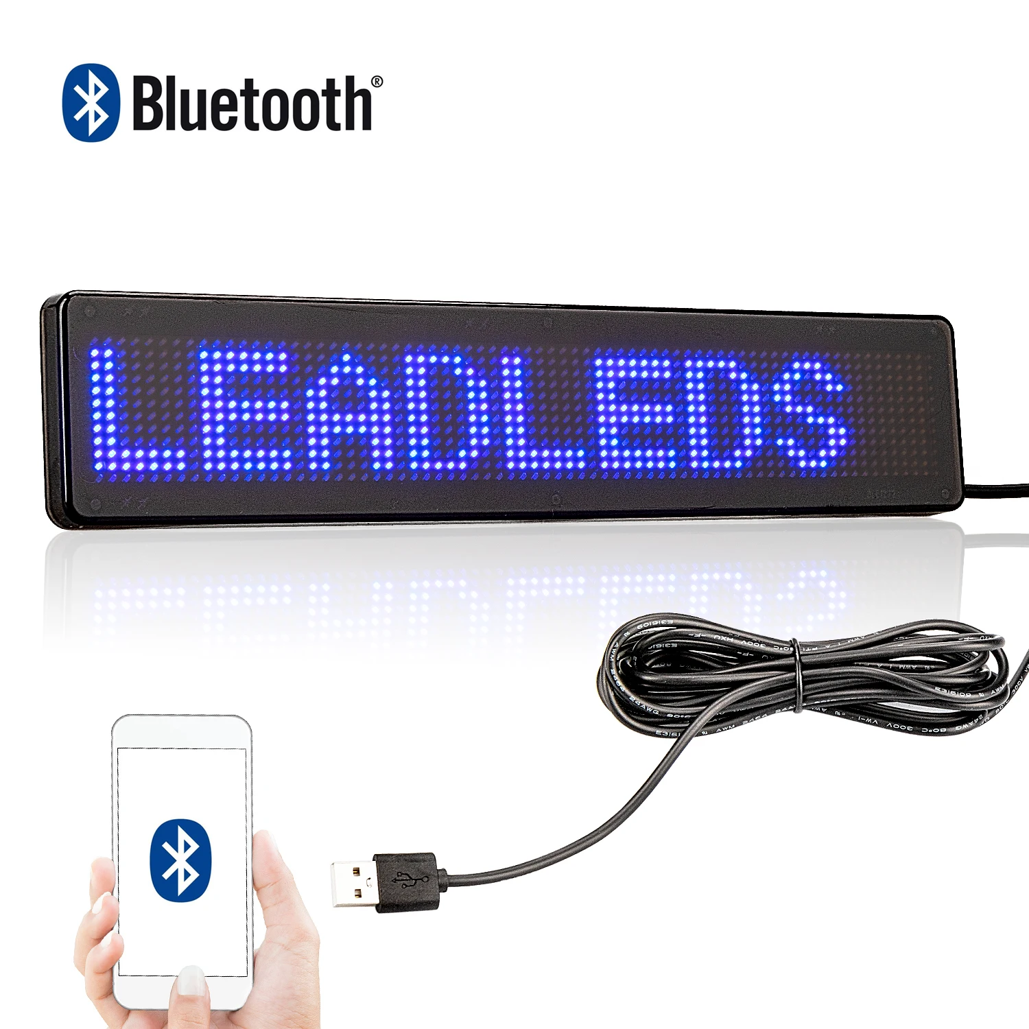 LED 자동차 디스플레이 블루투스 연결 프로그래밍 가능한 스크롤 정보 지원, 택시, 버스용 다국어