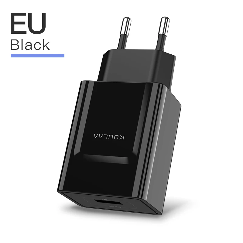 KUULAA Quick Charge 3,0 зарядное устройство 18 Вт QC 3,0 Быстрая Зарядка телефона USB зарядное устройство адаптер EU вилка настенная Зарядка для Xiaomi iPhone samsung - Тип штекера: Black EU