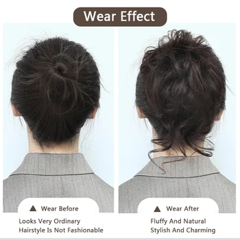 MSTN Synthetic Hair Bun Chignon Messy Curly Hair Wigs Fake Hair Pieces For Women Hairpins Black Brown Hair Extensions Hairpieces 5