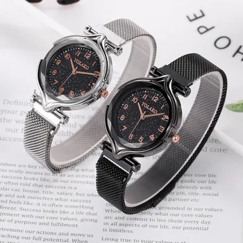 

Women Magnet Watch YOLAKO Quartz Stainless Steel Band Magnet Buckle Irregular Mirror Watch luxus Reloj Mujer Clock montre femme