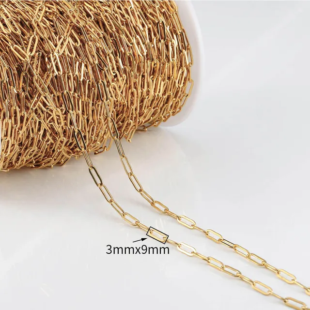 2meter Stainless Steel Necklace Chain for Diy Jewelry Making Rolo Cable Link Bulk Chains Handmade Neckalce Bracelet Accessories KC gold 3x9mm