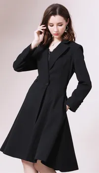 

SZMALL Newest High Quality Women Blazer Dress Winter Autumn Button Female A line Dresses Lady Streetwear Outwear Cotton Clothes