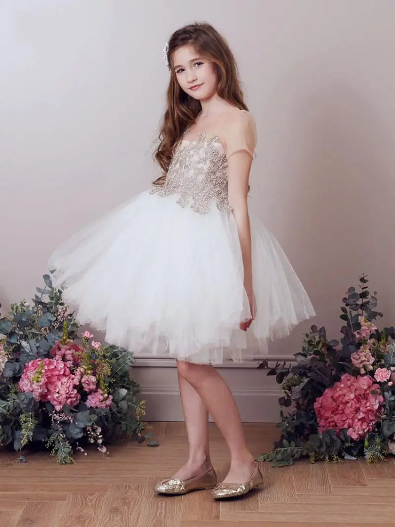 Vestidos Elegantes para niñas, vestidos de primera comunión para  adolescentes, bodas, vestidos de noche cortos de encaje esponjoso, vestidos  de fiesta de cumpleaños| | - AliExpress
