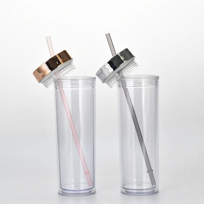 Clear Skinny Tumbler With Straw