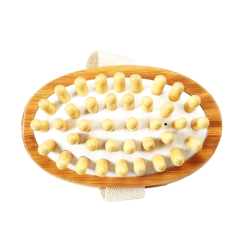 Anti Cellulite Wooden Massage Brush Fat Remover Massager with Hand Strap Portable Pocket Size, Good with or without Creams