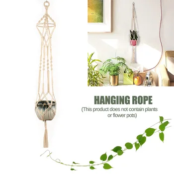 

1pcs Vintage Macrame Plant Hanger Home Indoor Outdoor Hanging Basket Jute Rope 100% handmade Cotton Linen Flowerpot Net