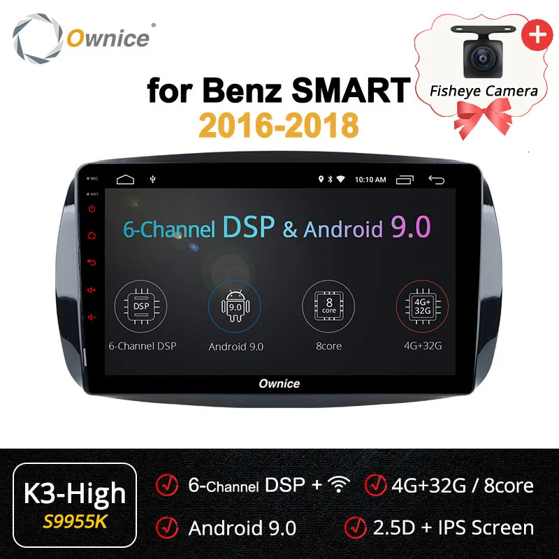 Android 9,0 Восьмиядерный 360 панорамный DSP 4G LTE автомобильное радио gps Navi для Mercedes Benz Smart Authoradio - Цвет: S9955 k3 High