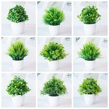 

1pc Artificial Plants Green Bonsai Small Tree Pot Plants Fake Flower Potted Ornaments for Home Decoration Craft Plant Decorative