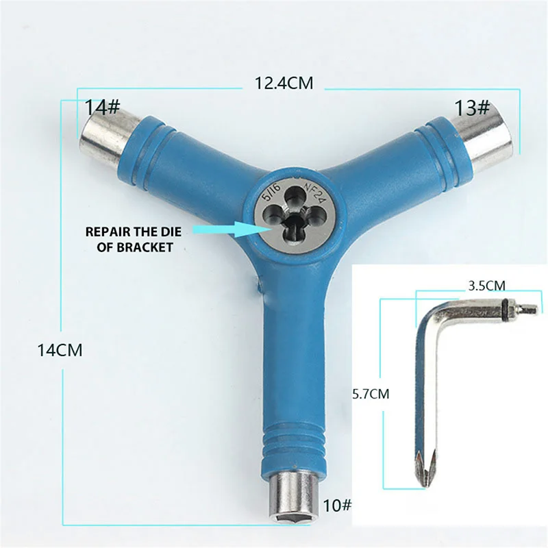 Newest Skateboard Repair Y Shape Tool Portable Multifunctional Accessory with L Type Wrench