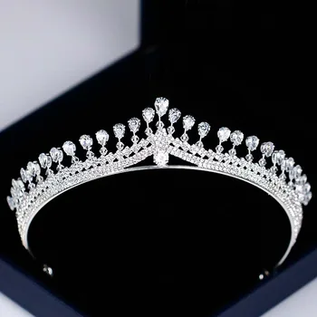 

FORSEVEN Women Rhinestone Zircon Queen Bride Crown and Tiaras Bridal Diadem Wedding Party Headpiece Hair Jewelry Ornaments JL