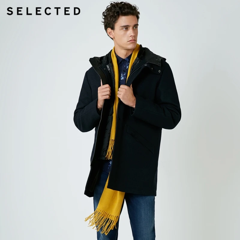 

SELECTED Men's new wool hooded detachable two-piece down jacket S |418427504