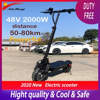 

48V 2000W Powerful Electric Scooter Dual Motors E Scooter with Lithium Battery Fat Tire Foldable Skateboard Kick Long Hoveboard