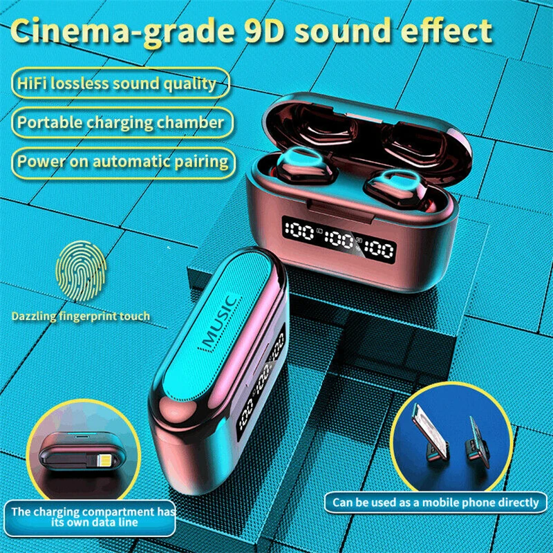 G40 WM01 Wireless Headphones TWS Bluetooth 5 0 Earphones Stereo Sports Waterproof Headsets with LED Digital Display headsets