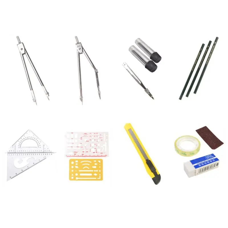 

16pcs/set Drafting Compass Set Drawing Templates Pencil Student School Supplies 11UB