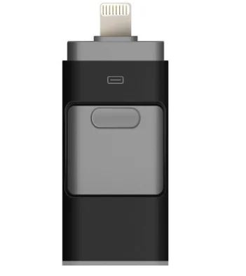 Черный 3 в 1 USB флеш-накопители для iPhone/Android Тип C USB ключ OTG Pendrive 128 Гб 64 ГБ 32 ГБ Memory Stick Portalbe u-диск - Цвет: Черный