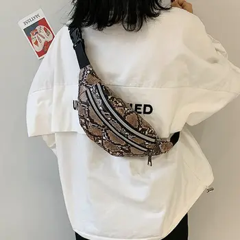 

Snake pattern waist bag 2020 new ladies European and American street personality wild super fire shoulder diagonal cross chest b