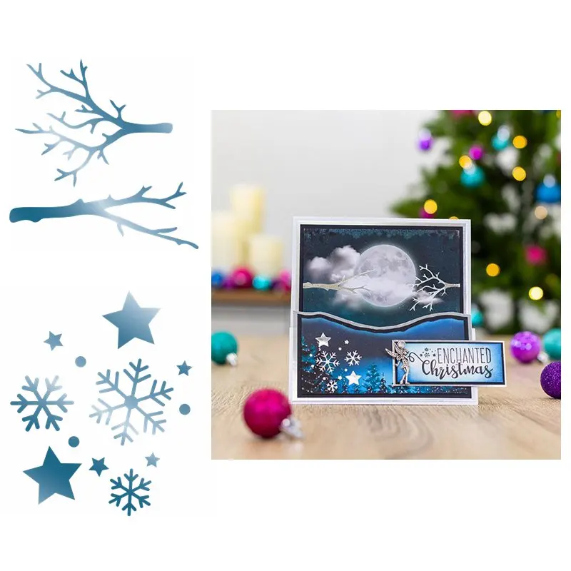 

Christmas Winter Dry Branch Start Snowflake Hot Foil Plates For Making Card Scrapbooking Photo Album Embossing Craft New Stencil
