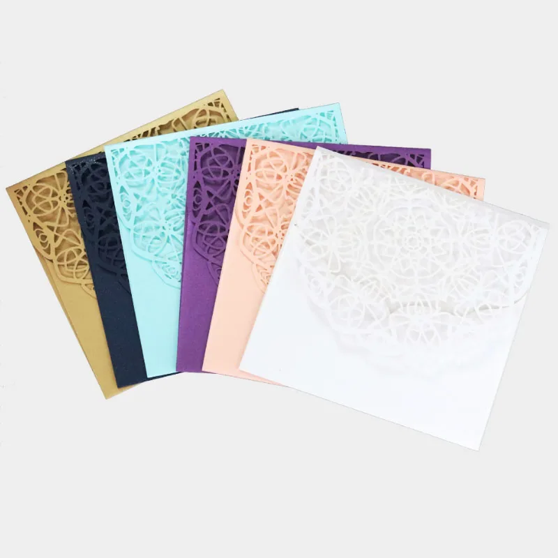 50Pcs/lot Laser Cut Wedding Invitations Cards Romantic Wedding Bridal Shower Gift Greeting Card Kits Event Party Supplies Decor
