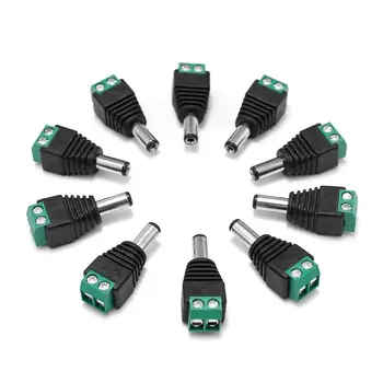

100pcs DC Connector Male 12V 5.5 x 2.1mm Power Jack Connectors Male Plug Adapter For CCTV Camera DC devices LED Lighting