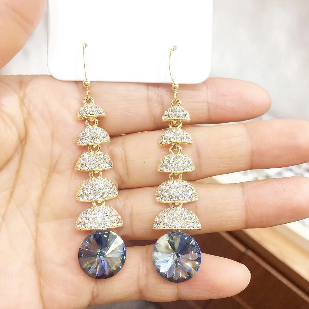 Tower sini MS Betti Роскошные серьги chandier с кристаллом из Swarovski серебряные цвета для свадьбы ювелирные украшения для женщин Подарки - Окраска металла: Tower sini