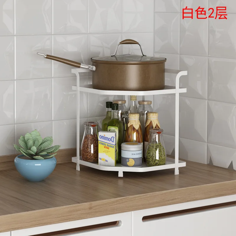 

304 Stainless Steel Kitchen Spice Rack Storage Shelf Placement Pot Rack Tripod Storage Rack duo gong neng jia