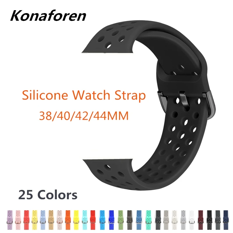 Ремешок спортивный Konaforen силиконовый для Apple Watch 6 5 4 44 мм 40 резиновый браслет Iwatch 3 2