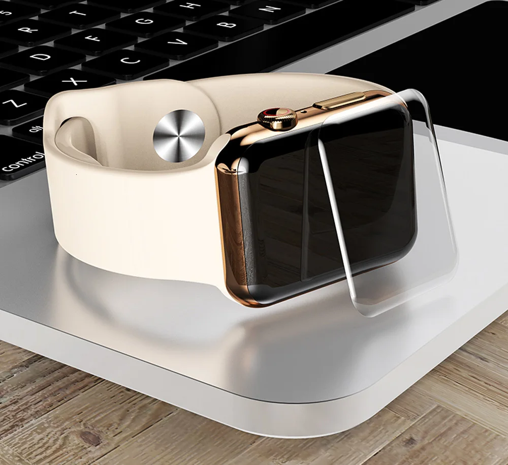 Закаленное стекло с полным наклеиванием для Apple Watch Защита экрана 4 серии 3D UV Nano 38 42