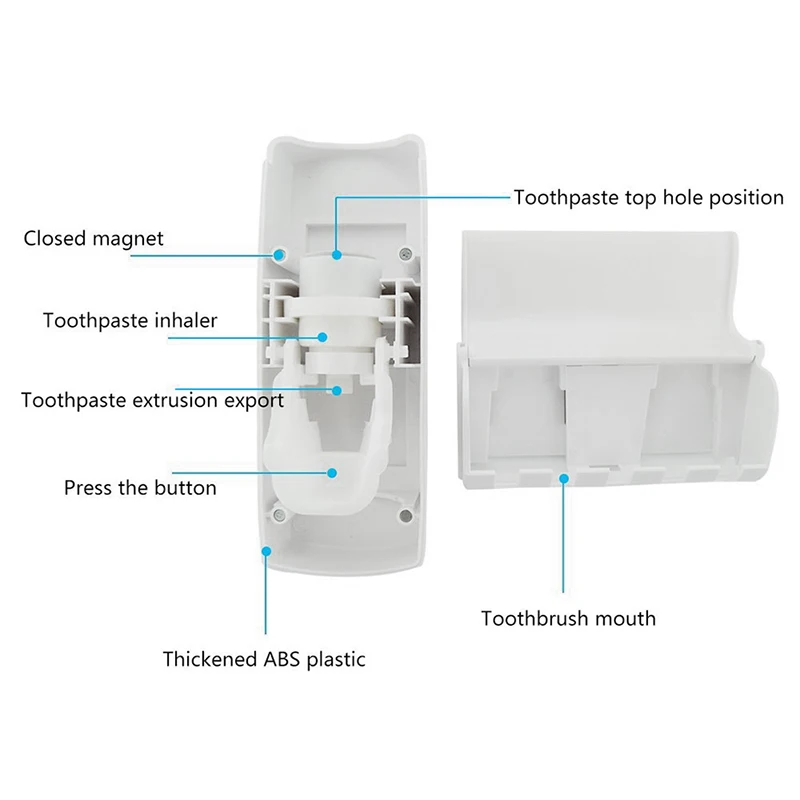 HLZS-OLET 1 Set Creative Automatic Toothpaste Dispenser with Toothbrush Holder Bathroom Water Resistant Sticky Toothpaste Squeez
