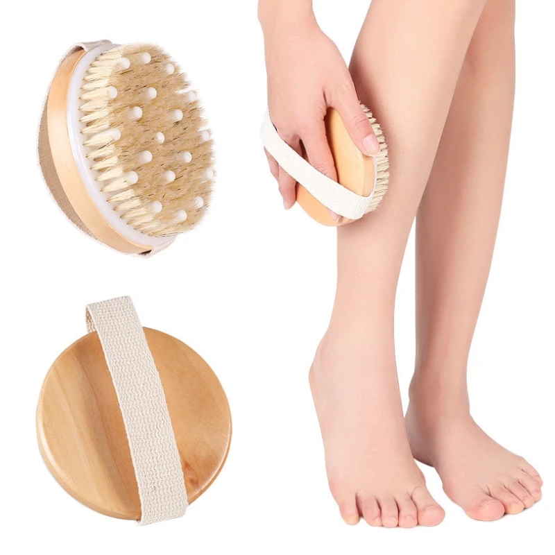 1 PC Natural Bristle Bath Brush Exfoliating Wooden Body Massage Shower SPA Woman Man Skin Care Dry | Красота и - Цена: US $4.66