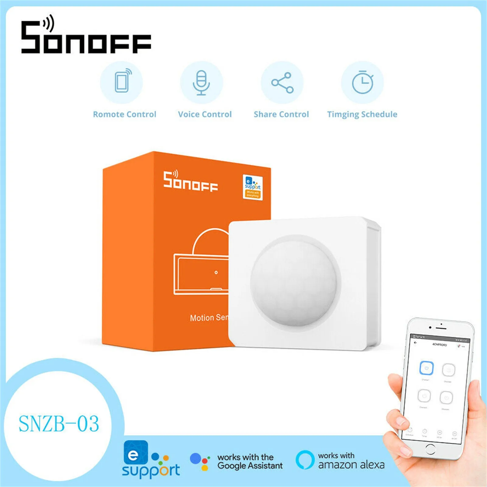 Датчик движения Sonoff Snzb-03 Zigbee датчик обнаружения для умного дома работает с мостом