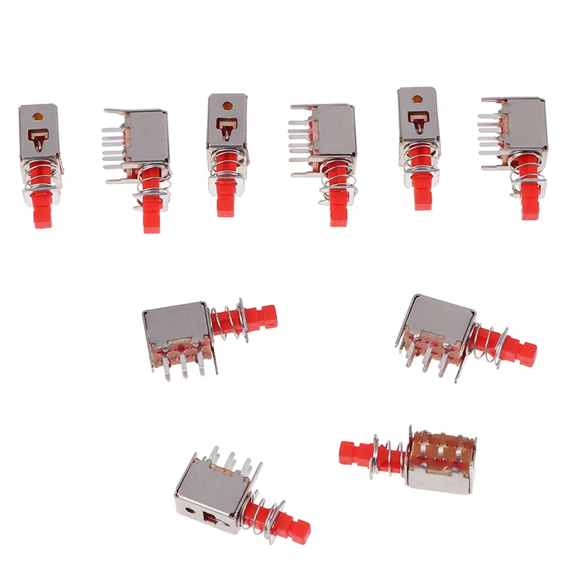 10 шт. PS-22F03 правый угол PCD Мгновенный кнопочный переключатель DPDT двухполюсный 6 Pin самоблокирующийся ключ Мощность переключатели