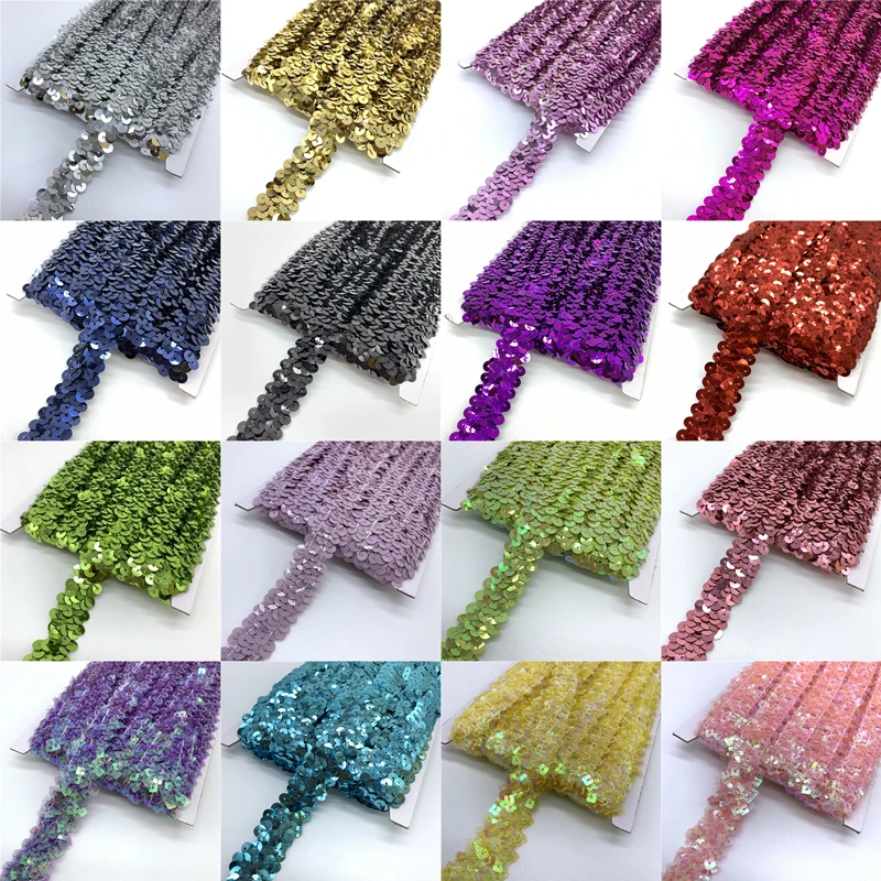 2yardsLot20mmSequinsElasticBandElasticRibbonLaceTrimSequin