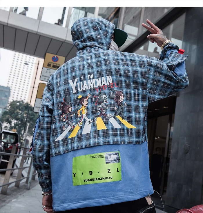 Aelfric Eden модные Лоскутные клетчатые мужские толстовки с капюшоном Harajuku толстовки мужские повседневные хлопковые хип хоп пуловеры уличная