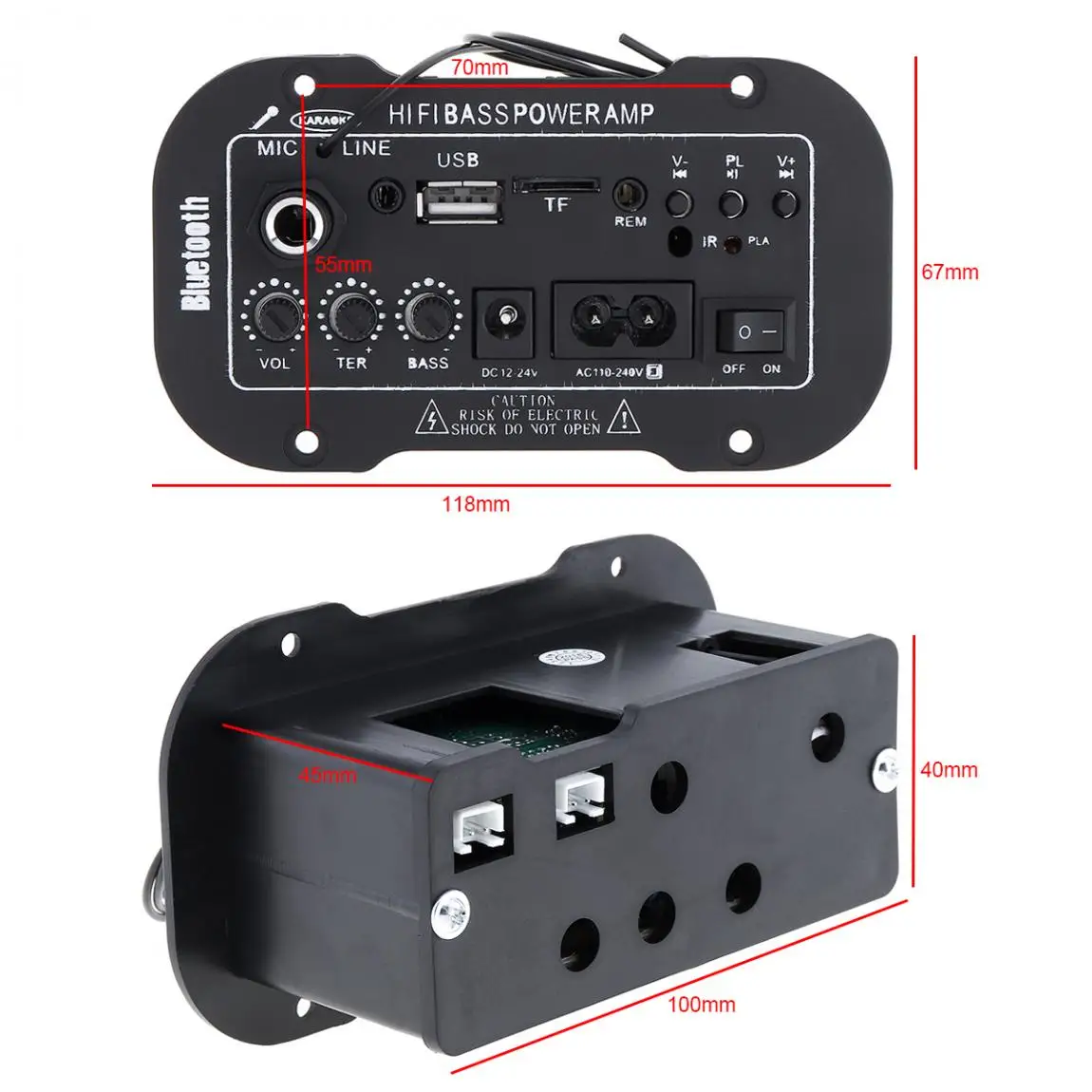 5Inch 25W HI-FI Car Audio Power Amplifier FM Radio Player Support MIC SD USB DVD MP3 Input for Car Motorcycle Home