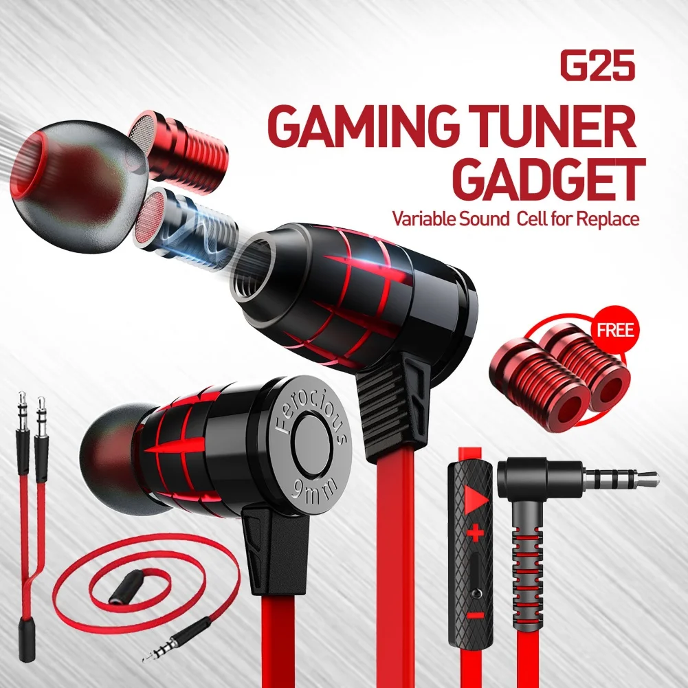 G25 Gaming Earphones With Mic In Ear Noise Isolation Headsets Variable Sound Cell For Phone PS4