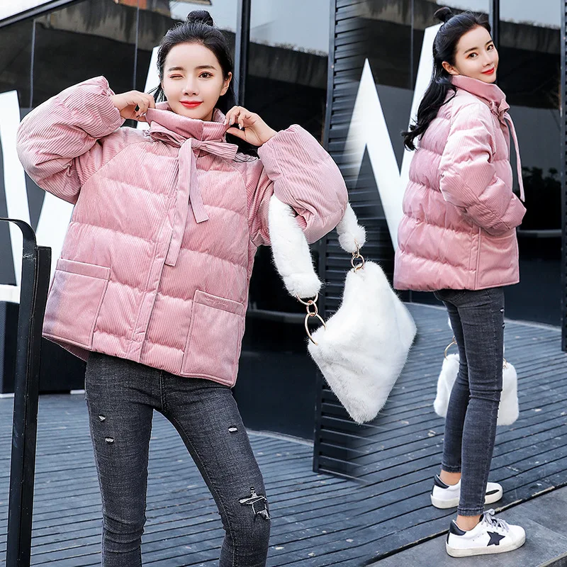 

Solid Color Fashion Short Slim Fit Elegant 2018 Autumn And Winter Short Comfortable Long Sleeve Stand Collar Cotton-padded Cloth