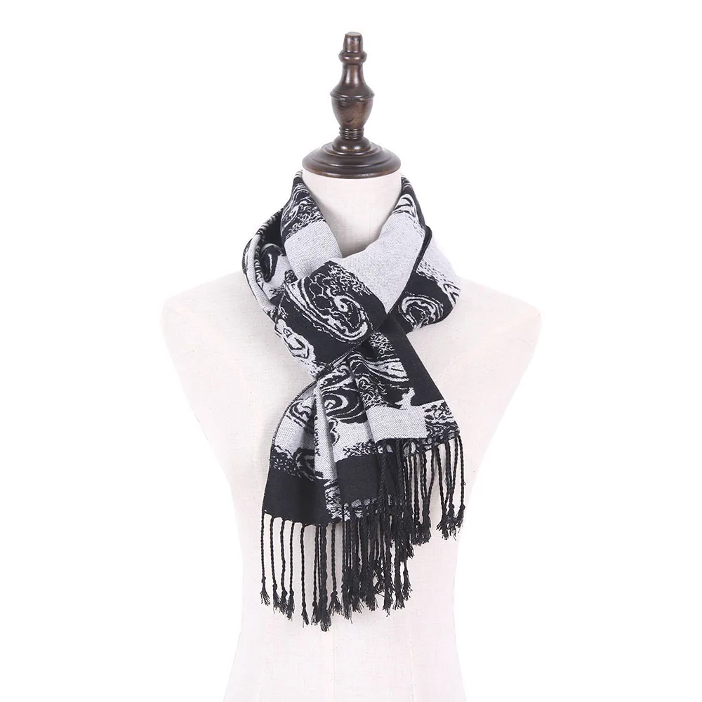 Men Wool Scarf Soft Black Shawl Male Cotton Stole Pashmina Fashion Warm Cozy Brand Homme best scarves for men Scarves