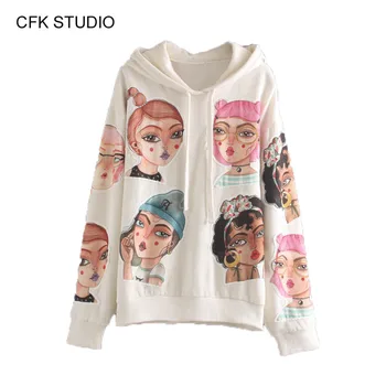 

Women hoodies autumn sweatershirt 2019 new fashion girsl cartoon print long sleeve pullover femme casual cute Jumper Hoodies