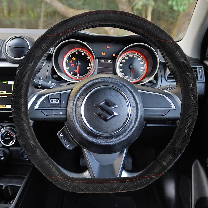 Высокое качество Роскошный чехол рулевого колеса автомобиля кожа+ силикагель нескользящий для Suzuki Swift авто аксессуары