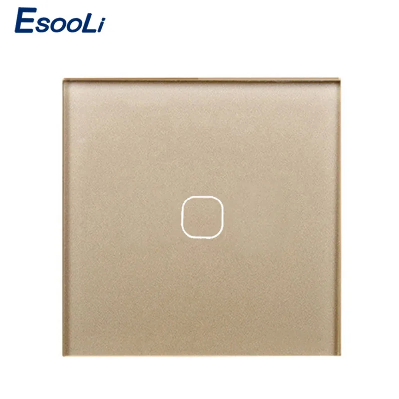 

Esooli EU/UK Standard,1 Gang 1 Way Wall Touch Switch, White Crystal Glass Switch Panel, 220-250V, Only Touch Function