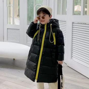 

HIPAC Baby Girl Winter Clothes Boys Coat Down Casual Unisex Solid Long Zipper Hooded Fashion Warm Active Kids Jacket Black