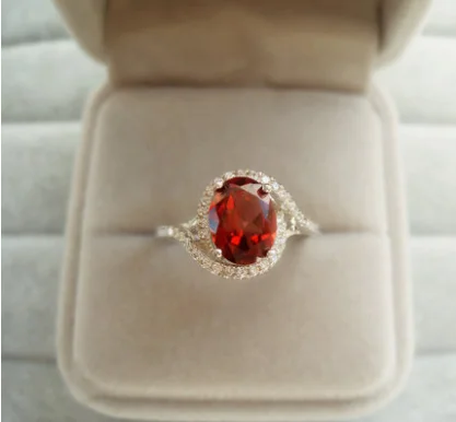 Модное кольцо из граната, женское Ювелирное кольцо, драгоценный камень ручной работы