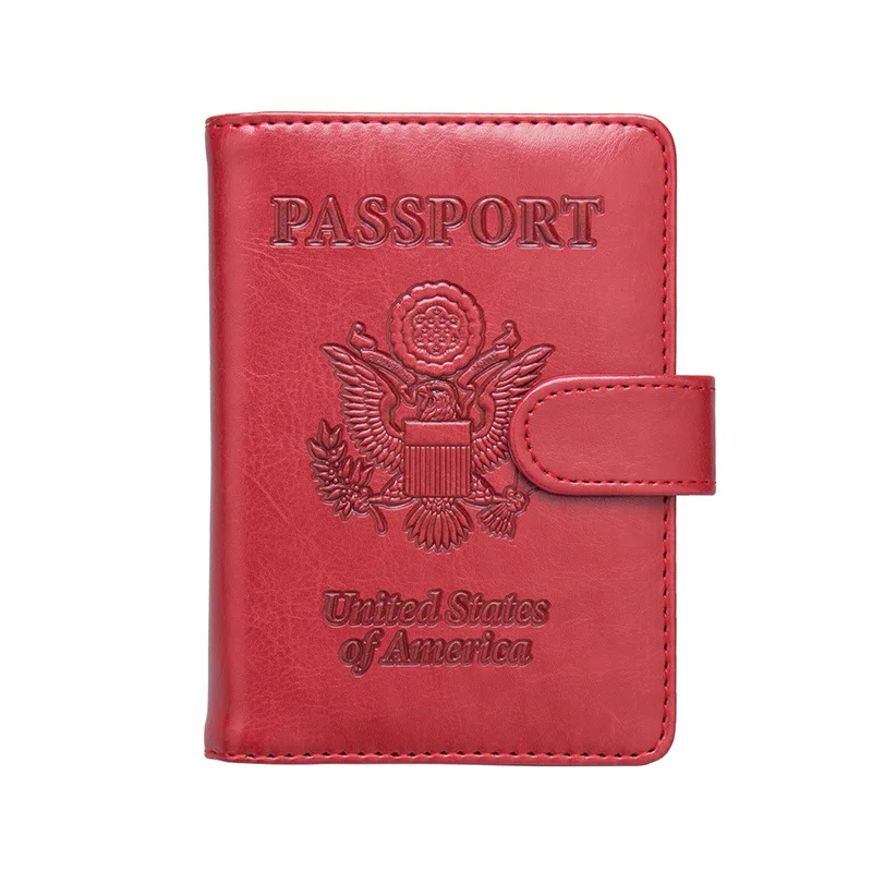 Zoukane, США, Орел, эмблема, кожа, Обложка для паспорта, застежка, анти-Магнитный чехол для паспорта, билета, ID, держатель для паспорта, кошелек, зажим ZSPC49 - Цвет: Red