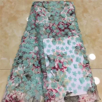 

New coming French tulle lace material for sewing nice net lace fabric with appliques for lady dress PDN647(5yards/lot)