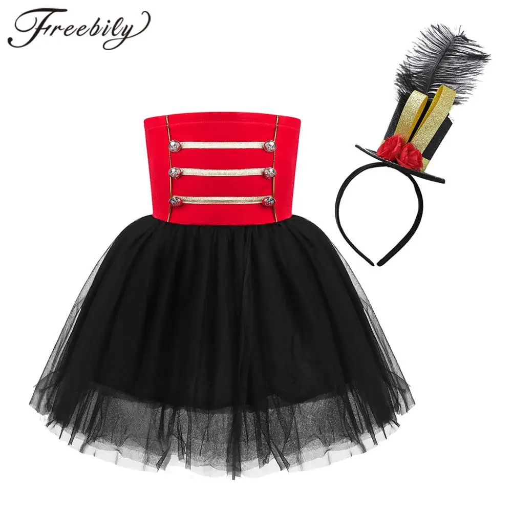 

Circus Ringmaster Costume Girls Tutu Dress Birthday Party Fancy Dress Kids Nutcracker Costume Drum Majorette Performance Outfits