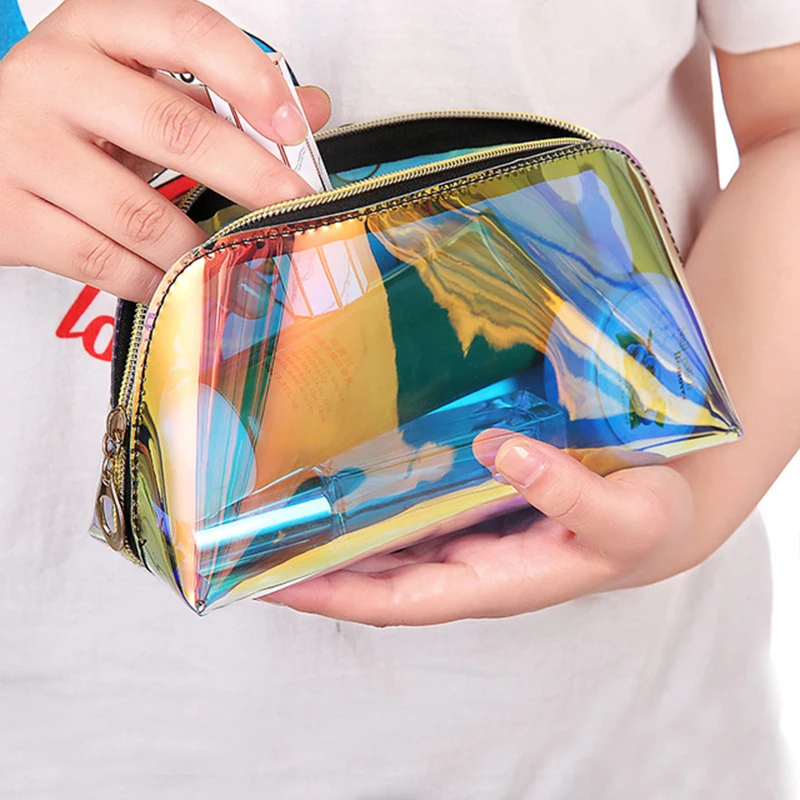 

Women Cosmetic Bag Transparent Sac Laser Kosmetyczka Bag Makeup Bags Pouch Trousse De Toilette Travel Case Neceser Mujer