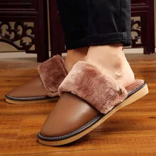 Домашние тапочки; мужские тапочки из натуральной кожи в стиле суперзвезды; коллекция года; сезон весна; большие размеры; теплые тапочки; мужская домашняя обувь