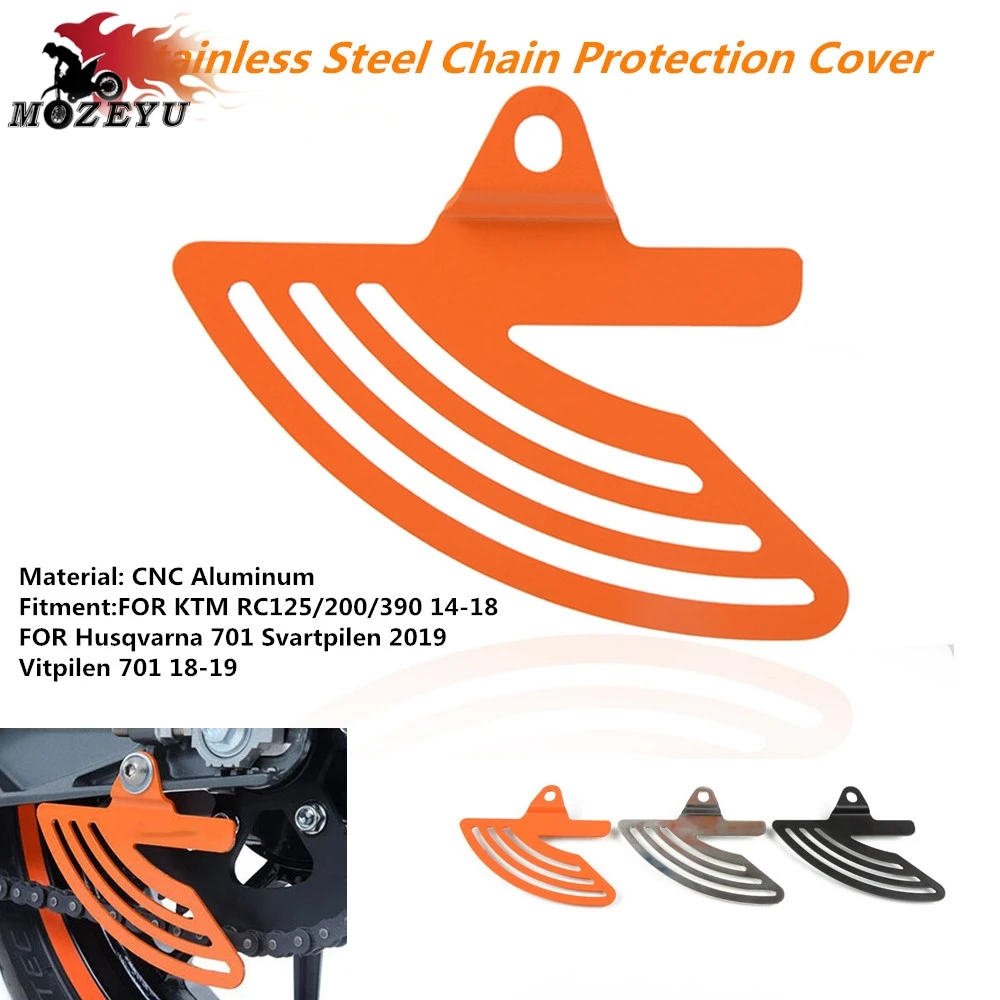 

Motorcycle Accessories Steel Chain Protection Cover Toe Chain Guards for KTM RC 125 RC 200 RC 390 2014 2015 2016 2017 2018