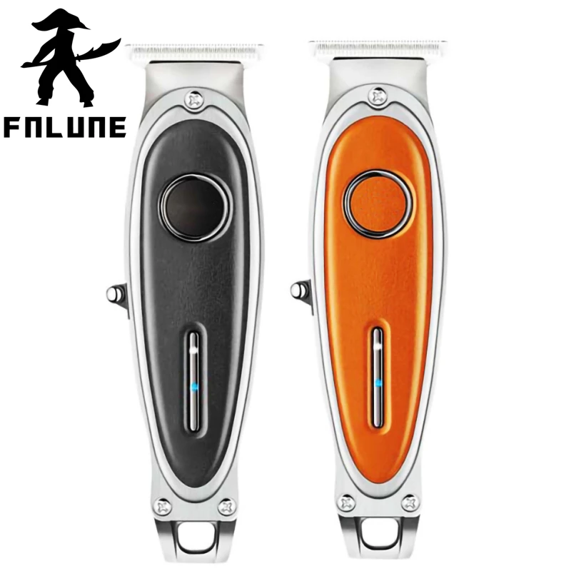 

FnLune Texture Orange Black Electric Variable Hair Clipper Strong Power Fine Steel Cutter Head LED Screen Washable Low Noise