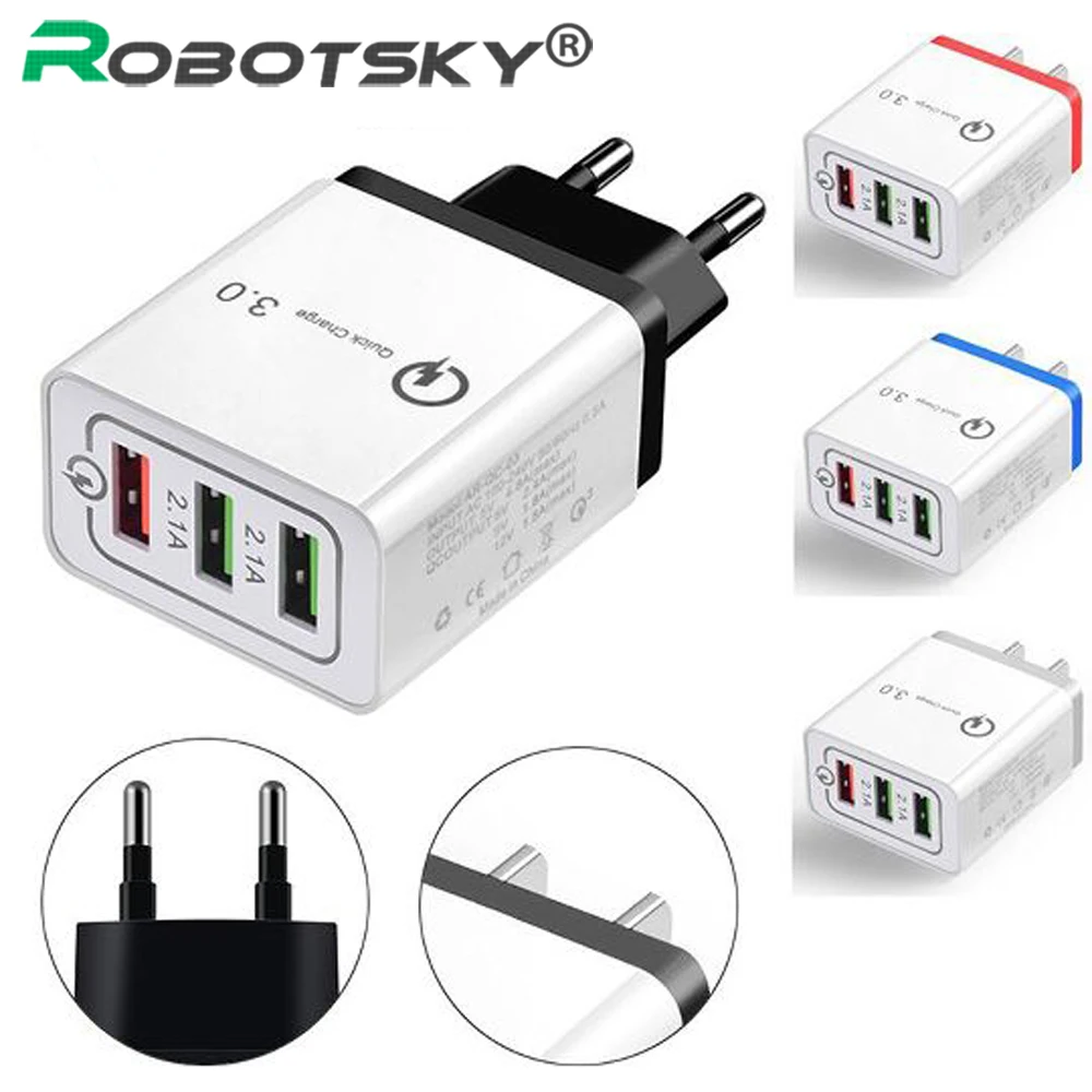 Универсальное зарядное устройство USB 3 порта быстрая зарядка адаптер для